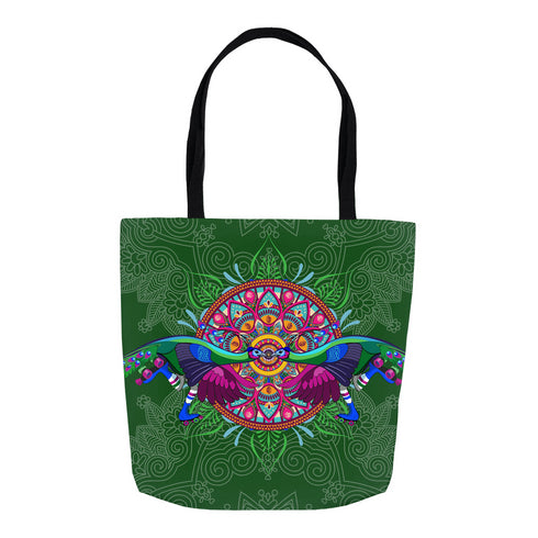 Roller Skating Peacock Canvas Tote